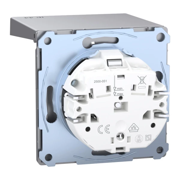 D-Life розетка з/к і кришкою, IP44, сталевий Merten MTN2314-6036 Schneider Electric - Фото 7