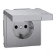 D-Life розетка з/к і кришкою, IP44, сталевий Merten MTN2314-6036 Schneider Electric