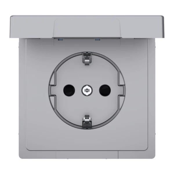 D-Life розетка з/к і кришкою, IP44, сталевий Merten MTN2314-6036 Schneider Electric - Фото 2