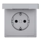 D-Life розетка з/к і кришкою, IP44, сталевий Merten MTN2314-6036 Schneider Electric