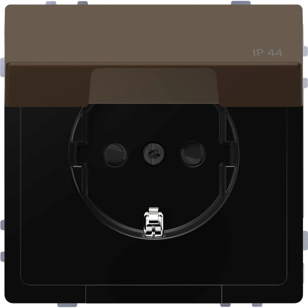 D-Life розетка з/к і кришкою, IP44, мокко Merten MTN2314-6052 Schneider Electric