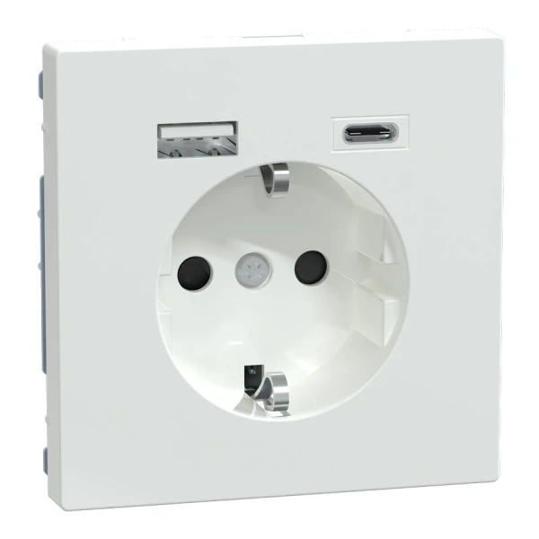 D-Life розетка з 2 USB, 3А, тип А+С, білий лотос Merten MTN2367-6035 Schneider Electric - Фото 1