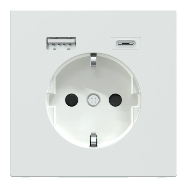 D-Life розетка з 2 USB, 3А, тип А+С, білий лотос Merten MTN2367-6035 Schneider Electric - Фото 2