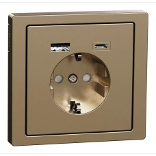 Schneider Electric Merten MTN2367-6051. D-Life розетка з 2 USB, 3А, тип А+С, шампань