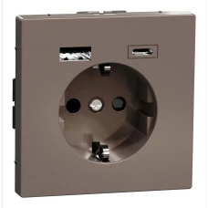 Schneider Electric Merten MTN2367-6052. D-Life розетка з 2 USB, 3А, тип А+С, мокко