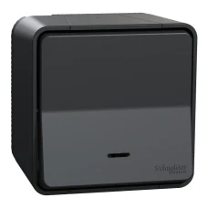 Schneider Electric Mureva Styl MUR35028. Кнопковий вимикач IP55 з підсвіткою, поверх. монтаж, чорний