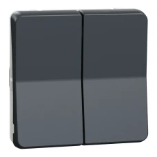 Schneider Electric Mureva Styl MUR35326. Механізм подвійного кнопкового вимикача IP55, чорний