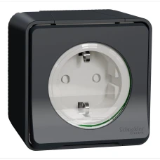 Schneider Electric Mureva Styl MUR36034. IP55 розетка з заземленням та шторками IP55, чорний