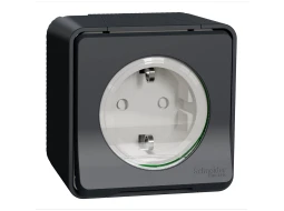 Schneider Electric Mureva Styl MUR36034. IP55 розетка з заземленням та шторками IP55, чорний