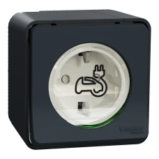 Schneider Electric Mureva Style MUR36012. Розетка для електромобіля, 16 А з заземленням, накладна, чорний
