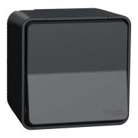 Schneider Electric Mureva Styl MUR35023. Одноклавішний перехресний перемикач IP55, поверх. монтаж, чорний