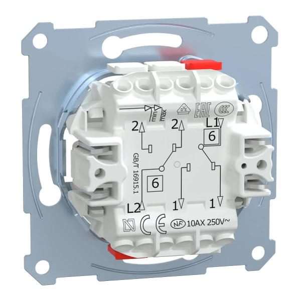 Механізм 2-клавішного перемикача, прохідний Merten MTN3126-0000 Schneider Electric - Фото 7