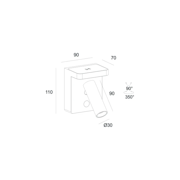 Бра спрямованого світла Skarlat OTTO RWLB138 7W BK 3000K чорний 1723023 - Фото 2