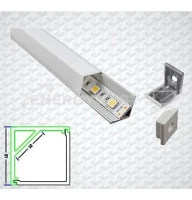 Кутовий профіль К1 16*16 (мм) для LED стрічок алюмінієвий, з розсіювачем на 90˚. (Ціна за 1 м.п.)