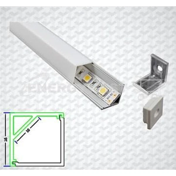 Алюмінієвий кутовий профіль К1 для LED стрічок, з розсіювачем на 90˚. (Ціна за 1 м.п.)