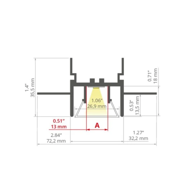 Алюмінієвий профіль FOLED для LED стрічок, з розсіювачем KLUS, 3м. (Ціна за 1 штуку) - Фото 4