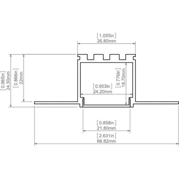 Алюмінієвий профіль KOZEL для LED стрічок під шпаклівку, з розсіювачем KLUS, 2м. (Ціна за 1 штуку) - Фото 2