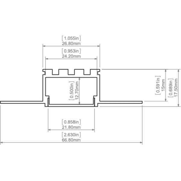 Алюмінієвий профіль KOZUS для LED стрічок під шпаклівку, з розсіювачем KLUS, 2м. (Ціна за 1 м.п.) - Фото 2