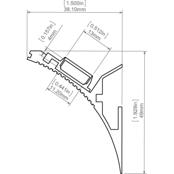 Алюмінієвий кутовий профіль тип LIT-L для LED стрічок під шпаклівку, з розсіювачем KLUS. (Ціна за 1 м.п.) - Фото 2