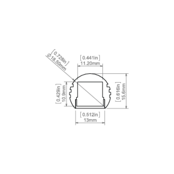 Алюмінієвий профіль PDS-O для LED стрічок, з розсіювачем KLUS. (Ціна за 1 м.п.) - Фото 2