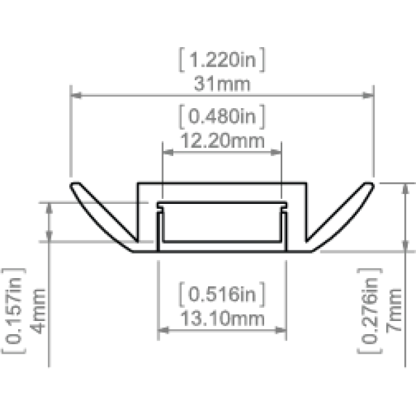 Алюмінієвий профіль STOS-ALU для LED стрічок, з розсіювачем KLUS. (Ціна за 1 м.п.) - Фото 2