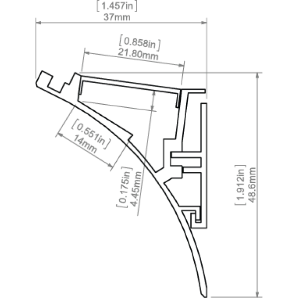 Алюмінієвий кутовий профіль тип WERKIN для LED стрічок, з розсіювачем KLUS. (Ціна за 1 м.п.) - Фото 2