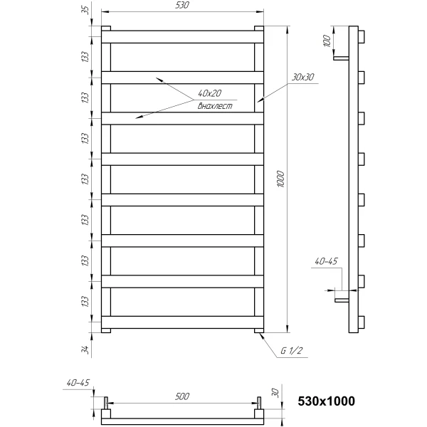Рушникосушка з нержавіючої сталі з нержавіючої сталі Basis Genesis Aqua - Фото 3