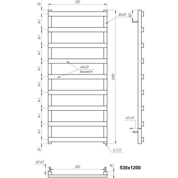 Рушникосушка з нержавіючої сталі з нержавіючої сталі Basis Genesis Aqua - Фото 4
