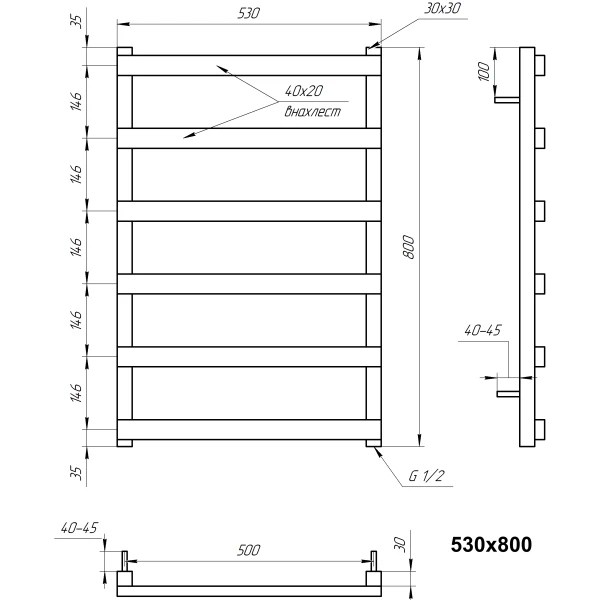 Рушникосушка з нержавіючої сталі з нержавіючої сталі Basis Genesis Aqua - Фото 5