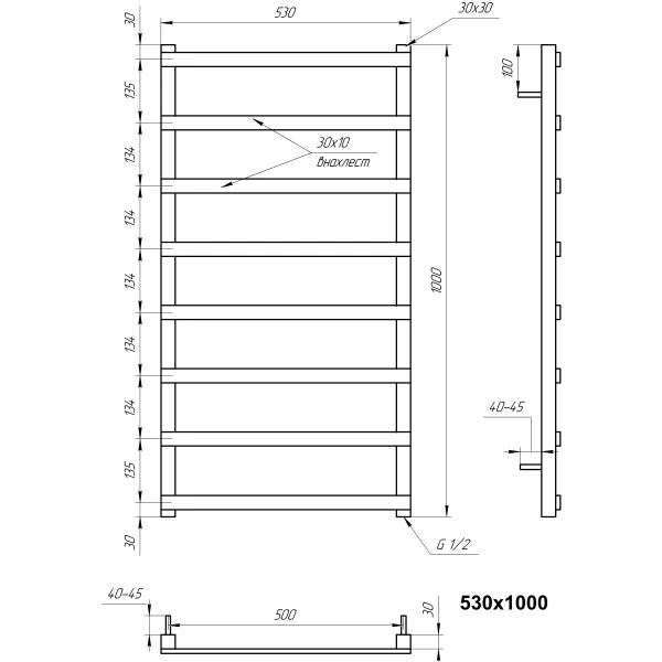 Рушникосушка з нержавіючої сталі з нержавіючої сталі Basis Light Genesis Aqua - Фото 3