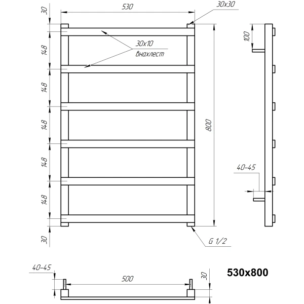 Рушникосушка з нержавіючої сталі з нержавіючої сталі Basis Light Genesis Aqua - Фото 5