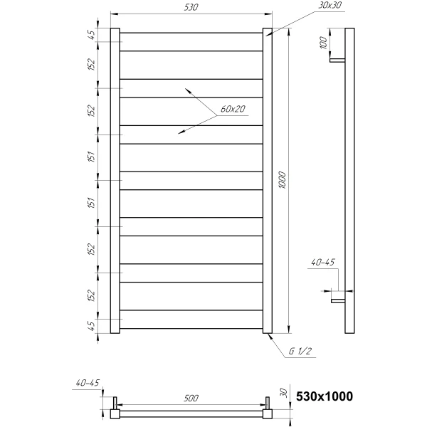 Рушникосушка з нержавіючої сталі Bull Genesis Aqua - Фото 3