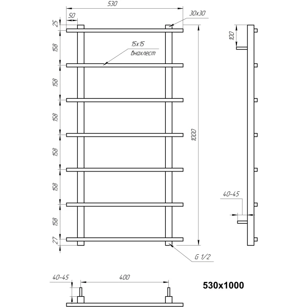 Рушникосушка з нержавіючої сталі Kioto Genesis Aqua - Фото 3
