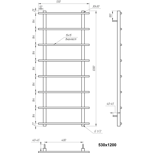 Рушникосушка з нержавіючої сталі Kioto Genesis Aqua - Фото 4