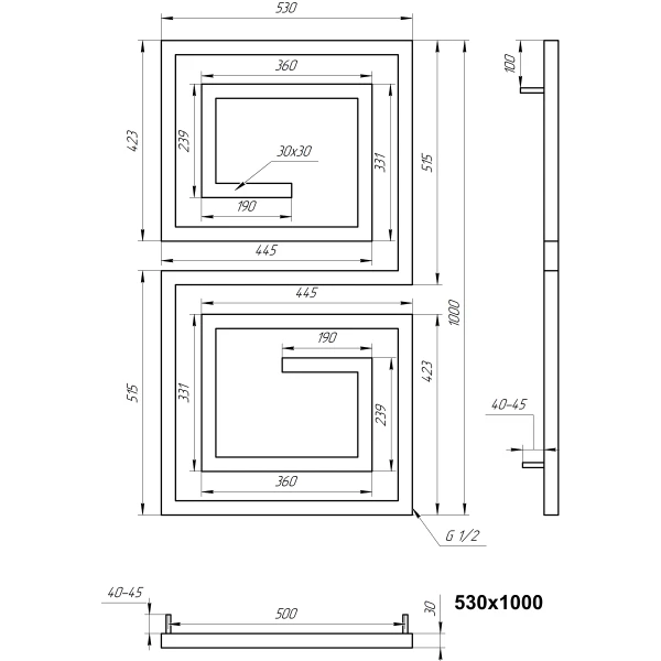 Рушникосушка з нержавіючої сталі Labyrinth 1000*530 мм  Genesis Aqua - Фото 3