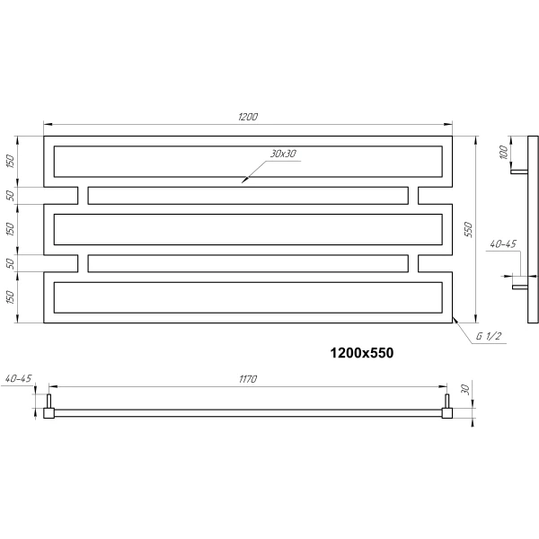 Рушникосушка з нержавіючої сталі Omnia 550*1200 мм Genesis Aqua - Фото 2