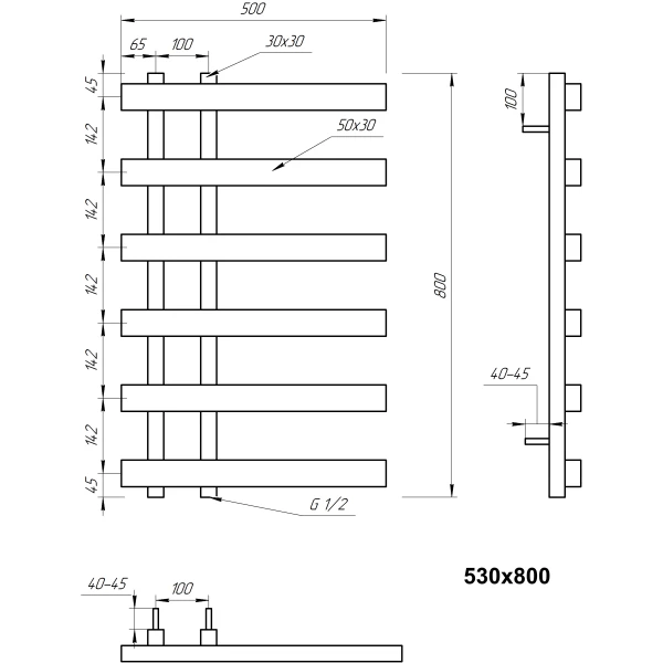 Рушникосушка з нержавіючої сталі Split Genesis Aqua - Фото 5