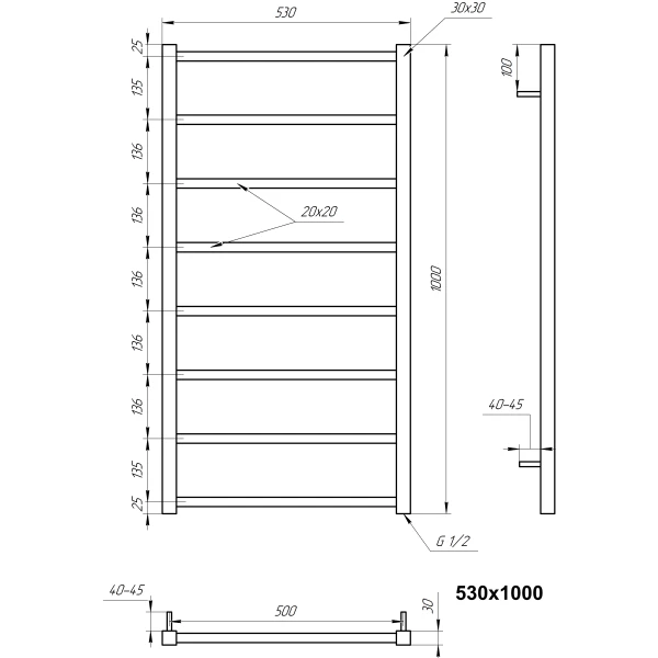 Рушникосушка з нержавіючої сталі Terra Genesis Aqua - Фото 3