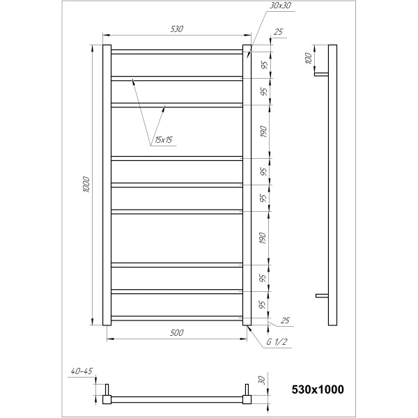 Рушникосушка з нержавіючої сталі Tristar square Genesis Aqua - Фото 4