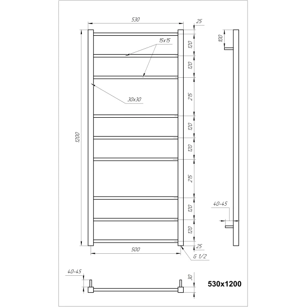 Рушникосушка з нержавіючої сталі Tristar square Genesis Aqua - Фото 5