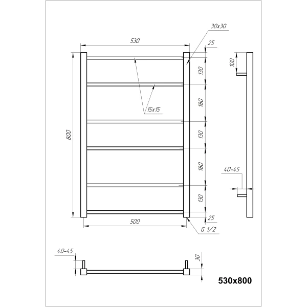 Рушникосушка з нержавіючої сталі Tristar square Genesis Aqua - Фото 3