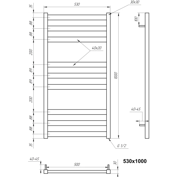 Рушникосушка з нержавіючої сталі Tristar flat Genesis Aqua - Фото 3