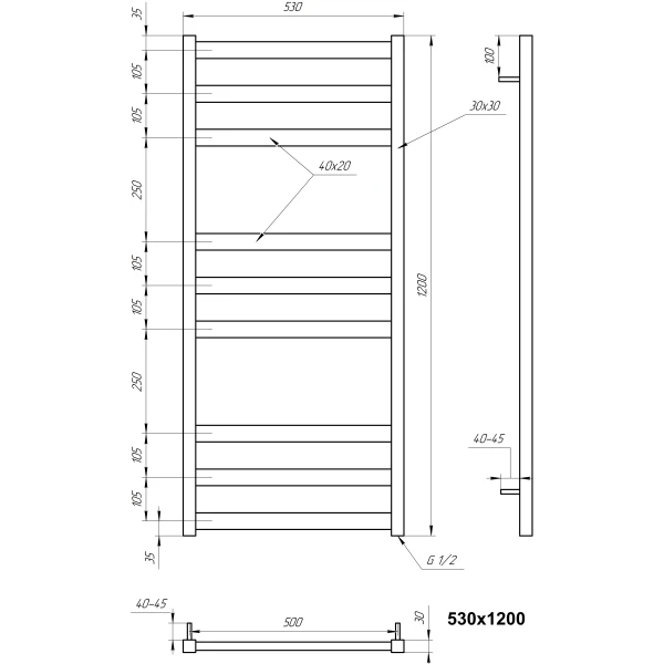 Рушникосушка з нержавіючої сталі Tristar flat Genesis Aqua - Фото 4