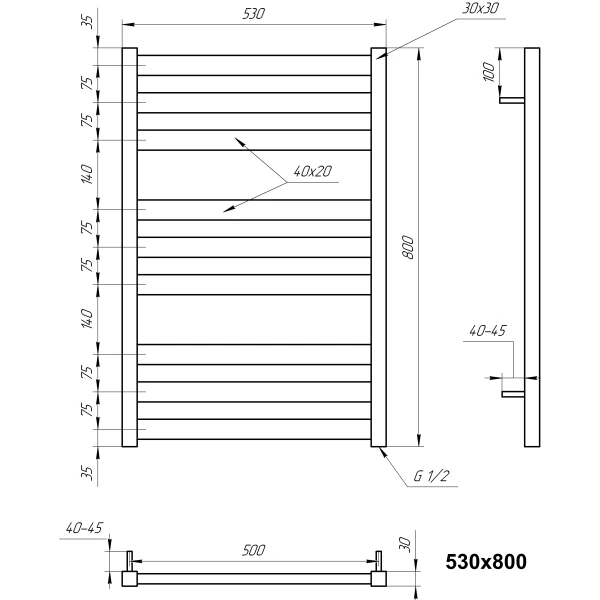 Рушникосушка з нержавіючої сталі Tristar flat Genesis Aqua - Фото 5