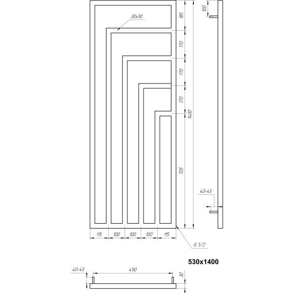Рушникосушка з нержавіючої сталі Vero Genesis Aqua - Фото 3