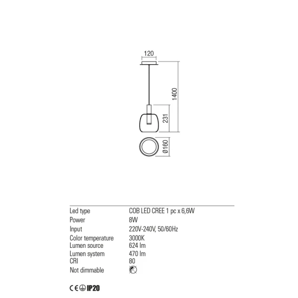 Світильник підвісний 01-1819 CANDELA Gold REDO - Фото 4