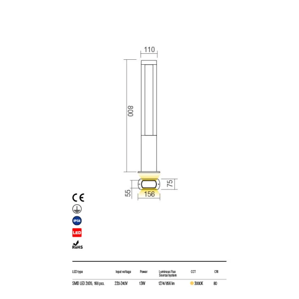 Світильник вуличний 90125 DOLMEN IP54 DG 3000K REDO - Фото 4