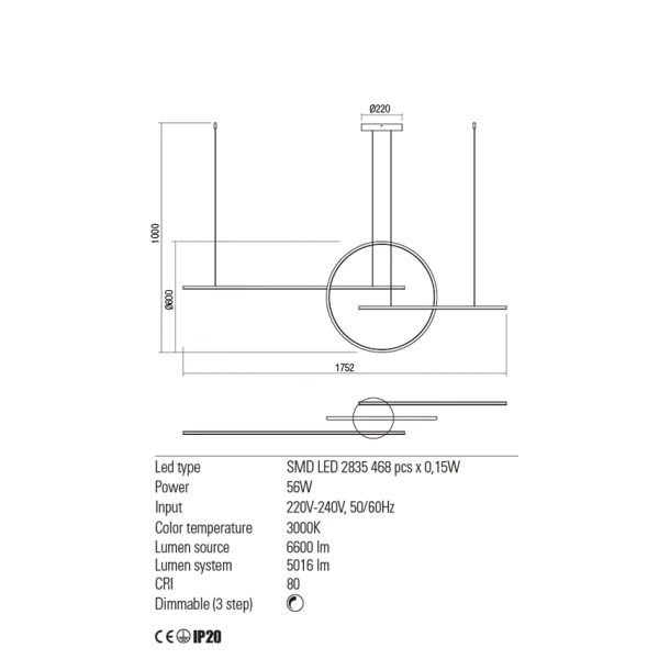 Люстра світлодіодна 01-1737 GIOTTO Black + Dimmable REDO - Фото 6