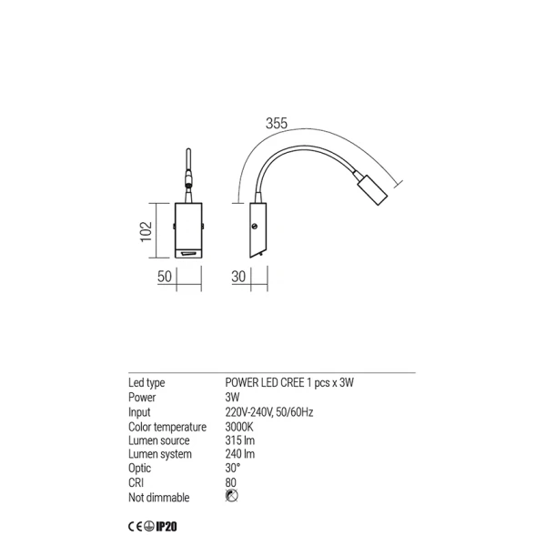 Бра 01-1195 HELLO Satin nickel Redo - Фото 4