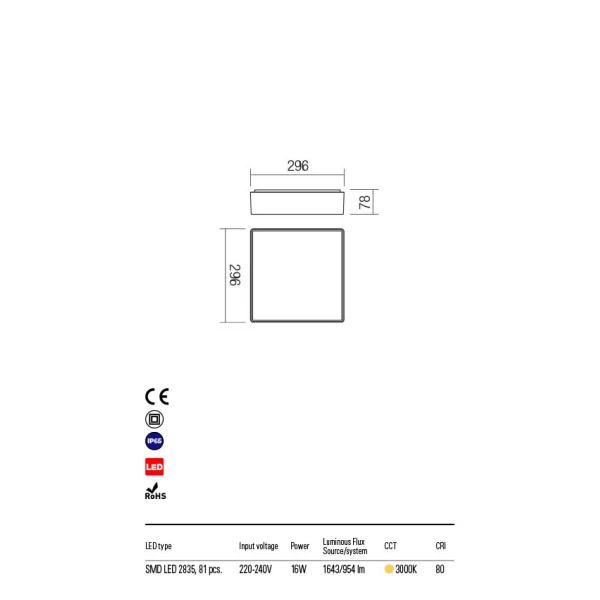 Фасадний світильник 90158 MARINA 16W IP65 DG 3000K REDO - Фото 4